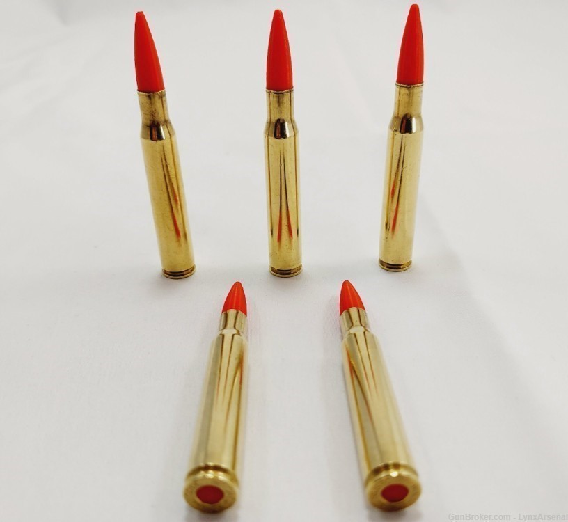 30-06 Springfield Brass Snap caps / Dummy Training Rounds - Set of 5 - Red-img-0
