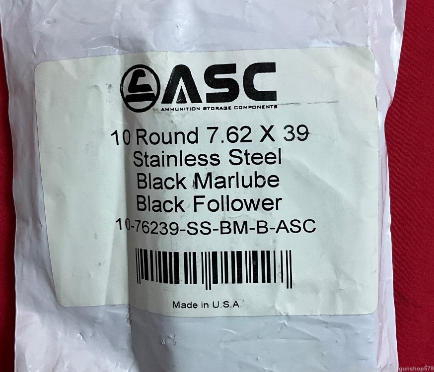 ASC AR15 10 ROUND MAGAZINE 7.62X39 MAG STAINLESS STEEL BLACK MARLUBE -img-0
