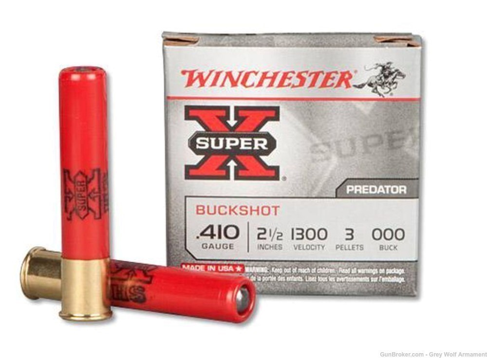 Winchester Super-X .410 2-1/2" 000 Buck 3 Pellet 5Rd Box-img-0