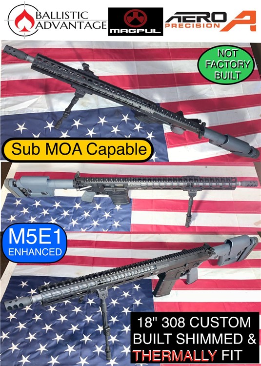 Aero Precision M5E1 Enhanced Sub MOA Shimmed BA Premium 18" 308 AR10 Rifle-img-1