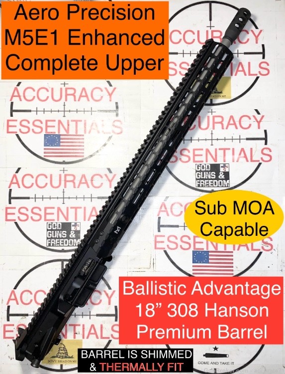 Aero Precision M5E1 Enhanced Sub MOA Shimmed BA Premium 18" 308 AR10 Rifle-img-8