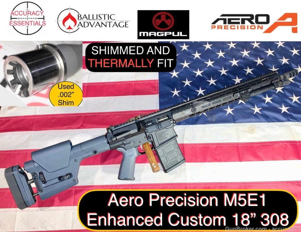Aero Precision M5E1 Enhanced Sub MOA Shimmed BA Premium 18" 308 AR10 Rifle-img-0