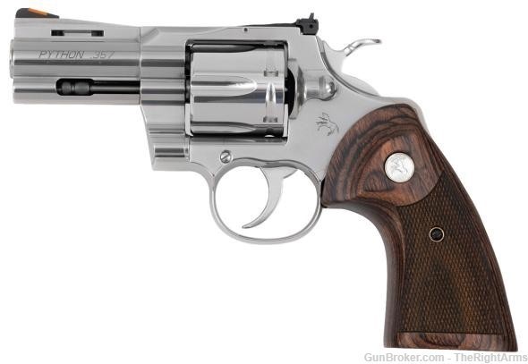 COLT PYTHON 357 MAG 3" CHAMBER OVERALL STAINLESS STEEL WITH WALNUT-img-0