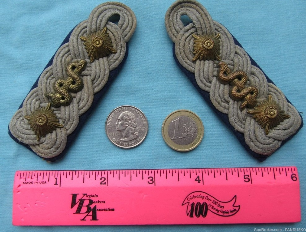 WEHRMACHT HEER Medical Colonel Shoulder Boards Matching Pair German Army-img-2