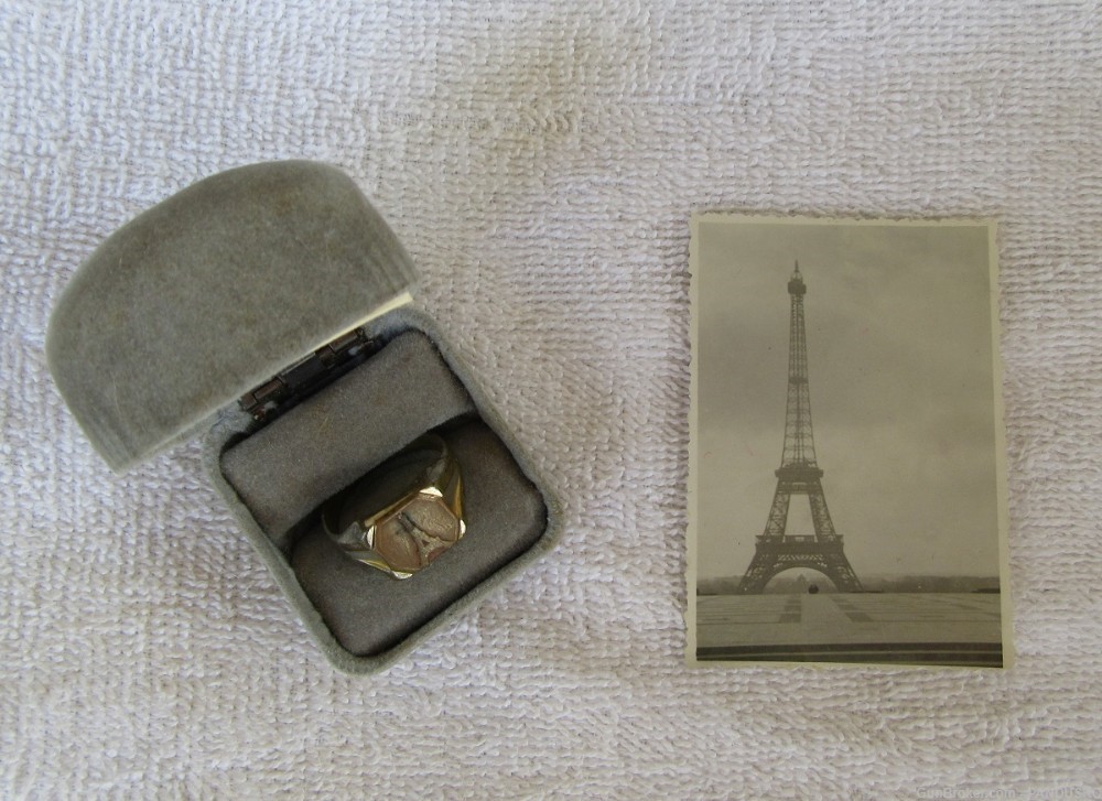 BLITZKRIEG SOUVENIR RING Eiffel Tower Paris France 1940 POW-Acquired ! !-img-5