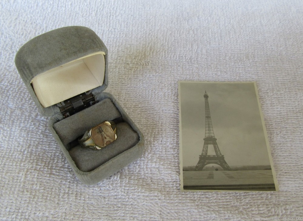 BLITZKRIEG SOUVENIR RING Eiffel Tower Paris France 1940 POW-Acquired ! !-img-0