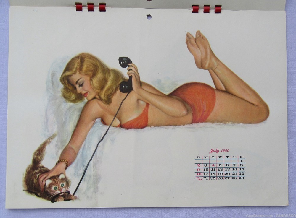 ESQUIRE CALENDAR 1950 Original Pin-Up Girls Artwork Al Moore Like Vargas-img-6