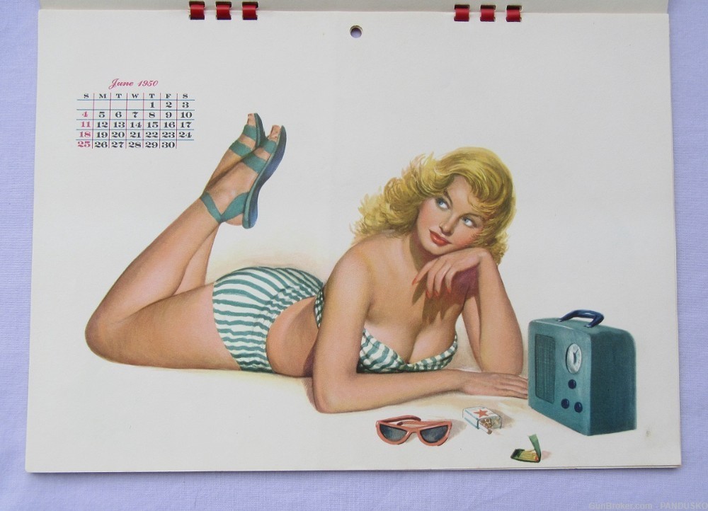 ESQUIRE CALENDAR 1950 Original Pin-Up Girls Artwork Al Moore Like Vargas-img-5