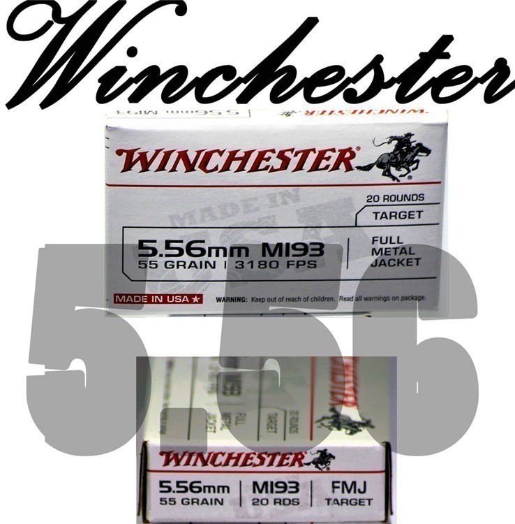 5.56 Winchester M193 556 FMJ 55 Grain 100 RDS NATO M193 100 Rounds-img-0