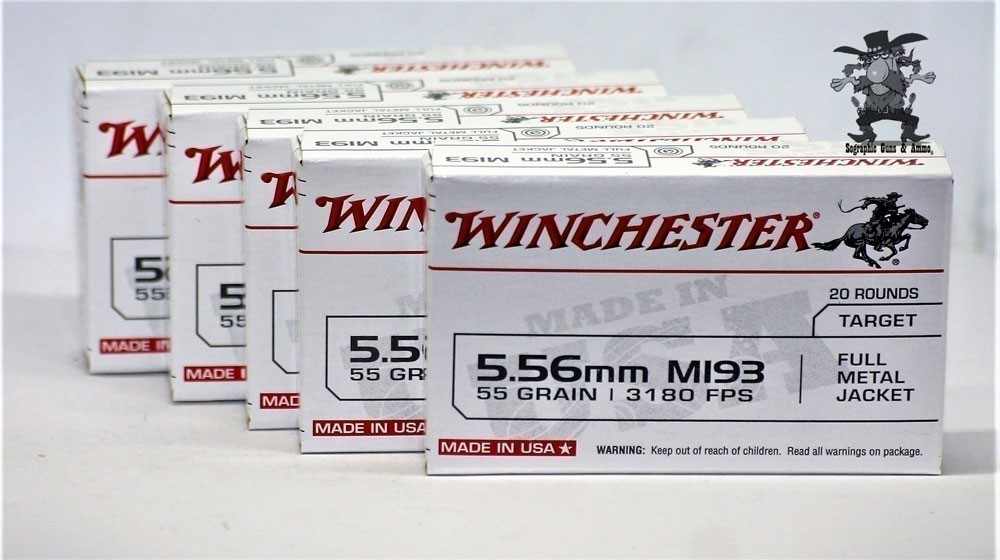 5.56 Winchester M193 556 FMJ 55 Grain 100 RDS NATO M193 100 Rounds-img-1