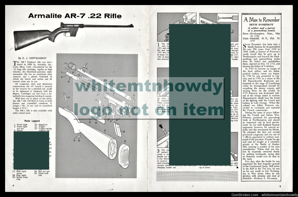 ARMALITE AR-7 .22 Rifle Exploded Parts List Disassembly Assembly Article-img-0