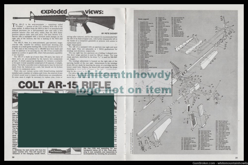 COLT AR-15 Rifle Exploded View Parts List Assembly Disassembly Article-img-0