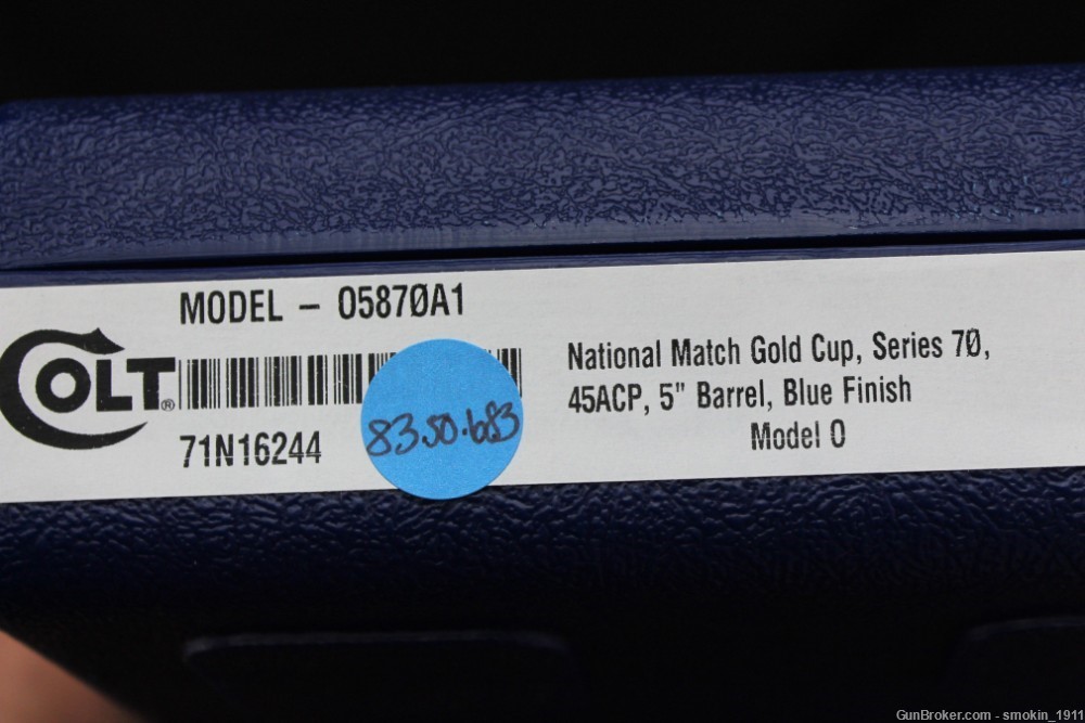 Colt National Match Gold Cup Series 70 45ACP 5" Barrel Blue Finish; NEW-img-11