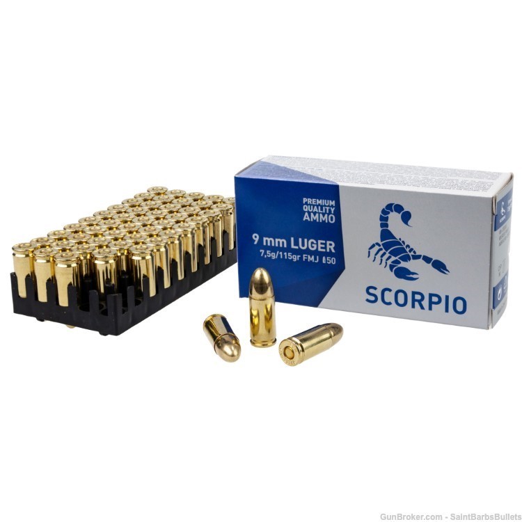 STV Scorpio 9mm 115 Grain Full Metal Jacket (FMJ) – 50 Rounds-img-0