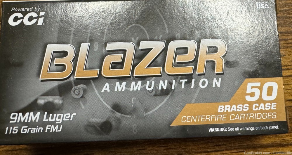 CCI Blazer Brass 9mm FMJ 115gr 2 Boxes of 50 Rounds 1145 fps-img-0