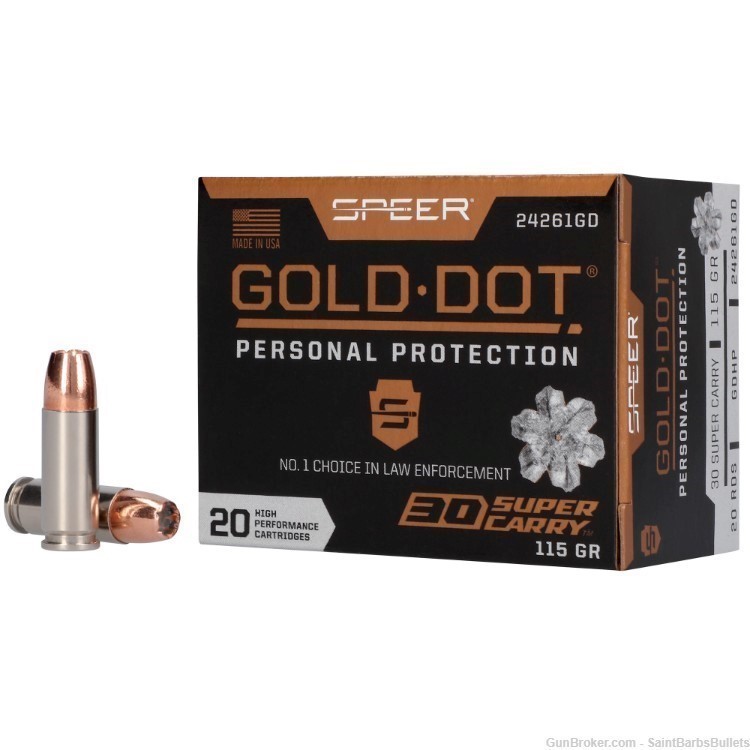 Speer Gold Dot 30 Super Cary 115 Grain Hollow Point - 20 Rounds-img-0