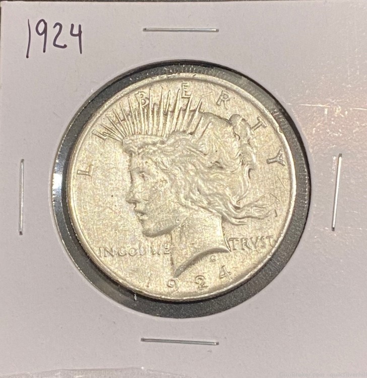 Beautiful 1924 Peace Dollar 90% Silver AU+ Detail-img-0