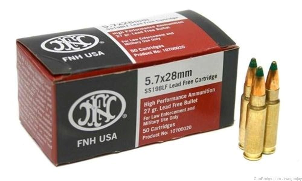 500 Rounds FNH FN SS198LF 5.7x28mm 27 Grain Hollow Point HP (10700022)-img-0