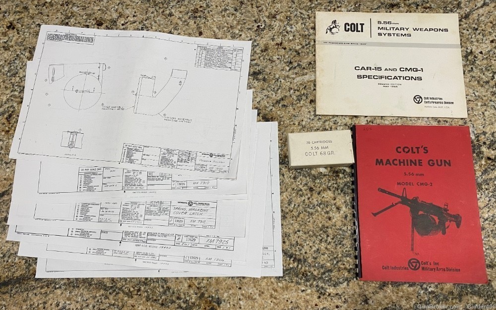 Colt CMG original magazine schematics, ammo, manual, brochure prototype-img-0