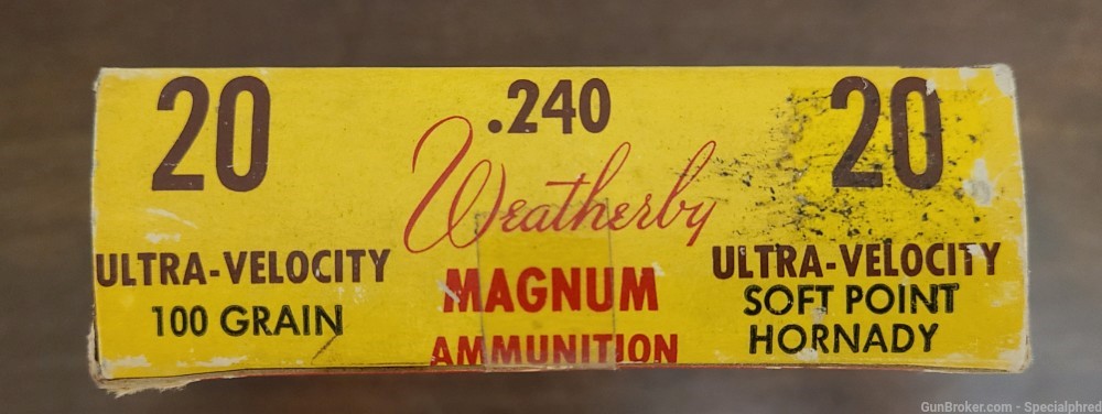 .240 Weatherby Magnum Ultra-High Velocity 100gr Hornady Soft Point-img-1
