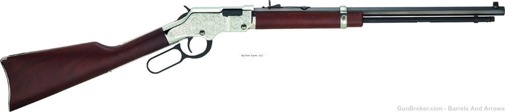 Henry H004SE Silver Eagle Lever Rifle 22 LR, Ambi, 20 in, Blued, Wood Stk-img-0