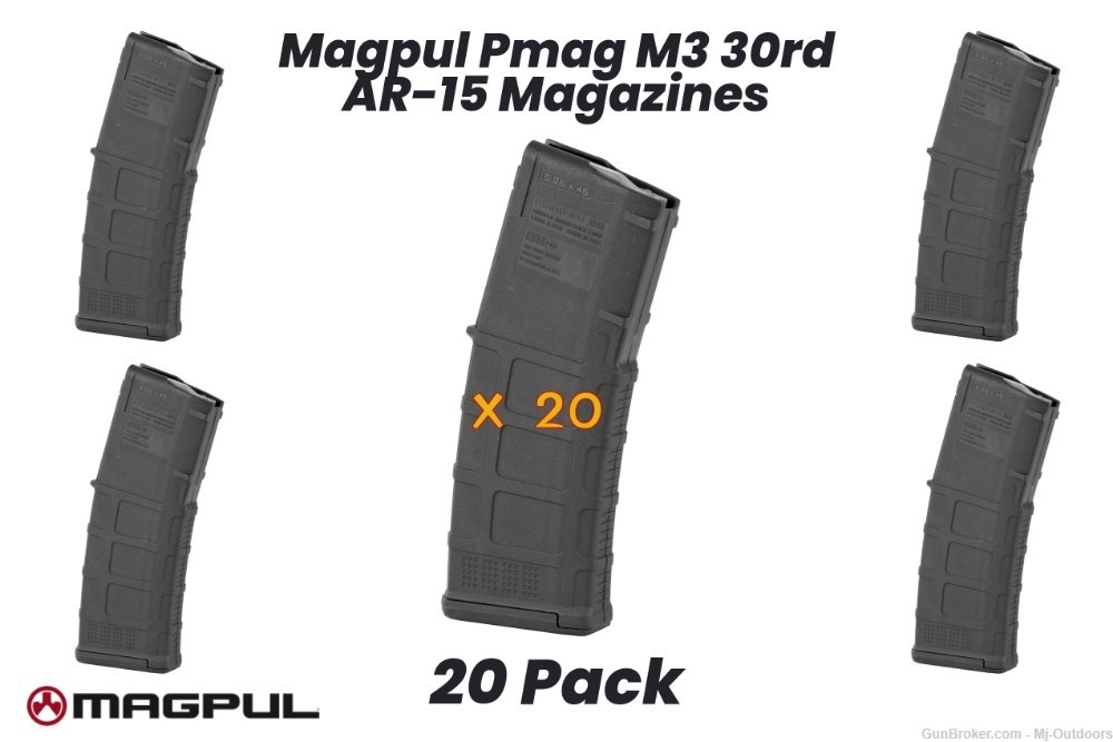 Magpul Pmag M3 5.56 30rd Black Premium AR15 Mags 20 Pack-img-0