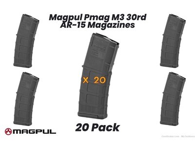 Magpul Pmag M3 5.56 30rd Black Premium AR15 Mags 20 Pack