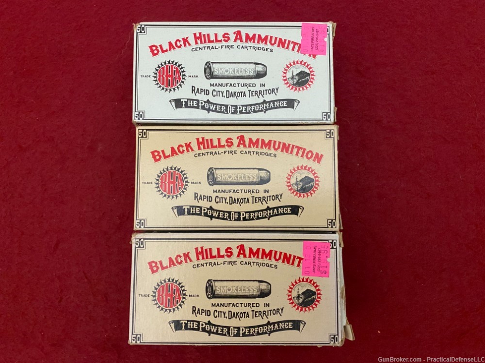 Rare! 3 boxes 150rds  Black Hills .38LC .38 Long Colt 158gr RNL -img-0