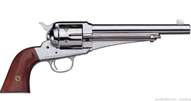 Cimarron 1875 Outlaw .45LC 7.5" Barrel Nickel Finish Wood Grips 45LC .45 LC-img-0