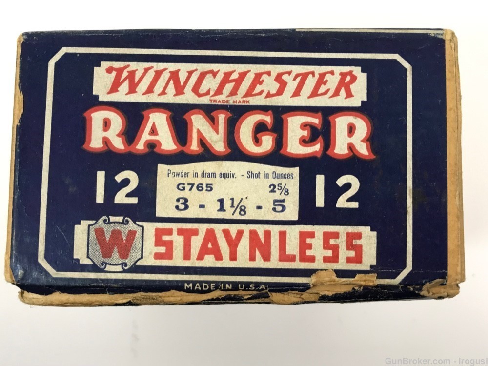 Winchester Ranger 12 Ga 1-1/8 oz 5 Shot Vintage 2 Pc Box 18 Rounds 1128-PX-img-2