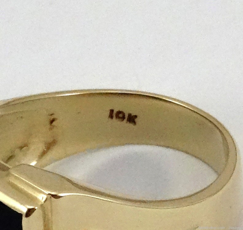 10K Onyx Men's Ring Solitaire Yellow Gold Size 11-img-6