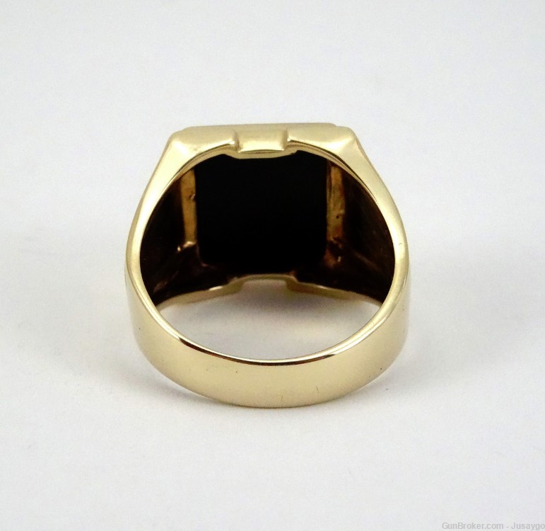 10K Onyx Men's Ring Solitaire Yellow Gold Size 11-img-4