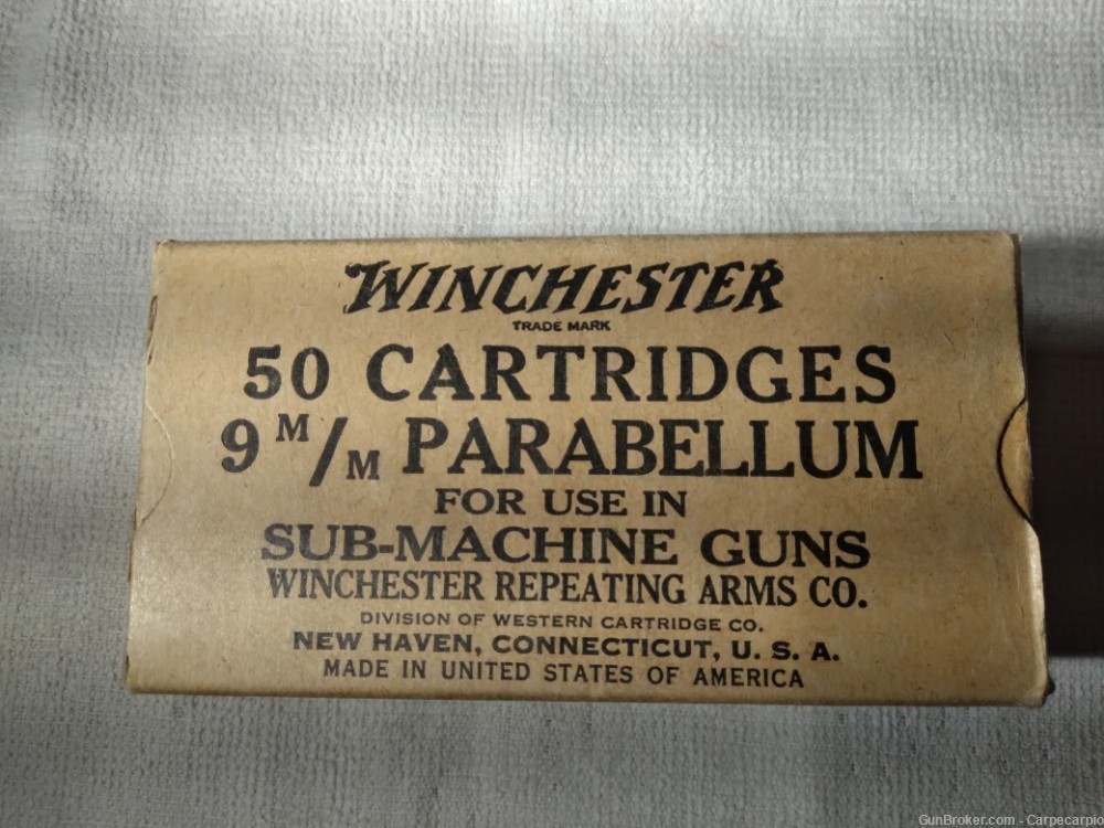 Winchester 9mm Parabellum for use in Sub-Machine Guns collectible-img-0