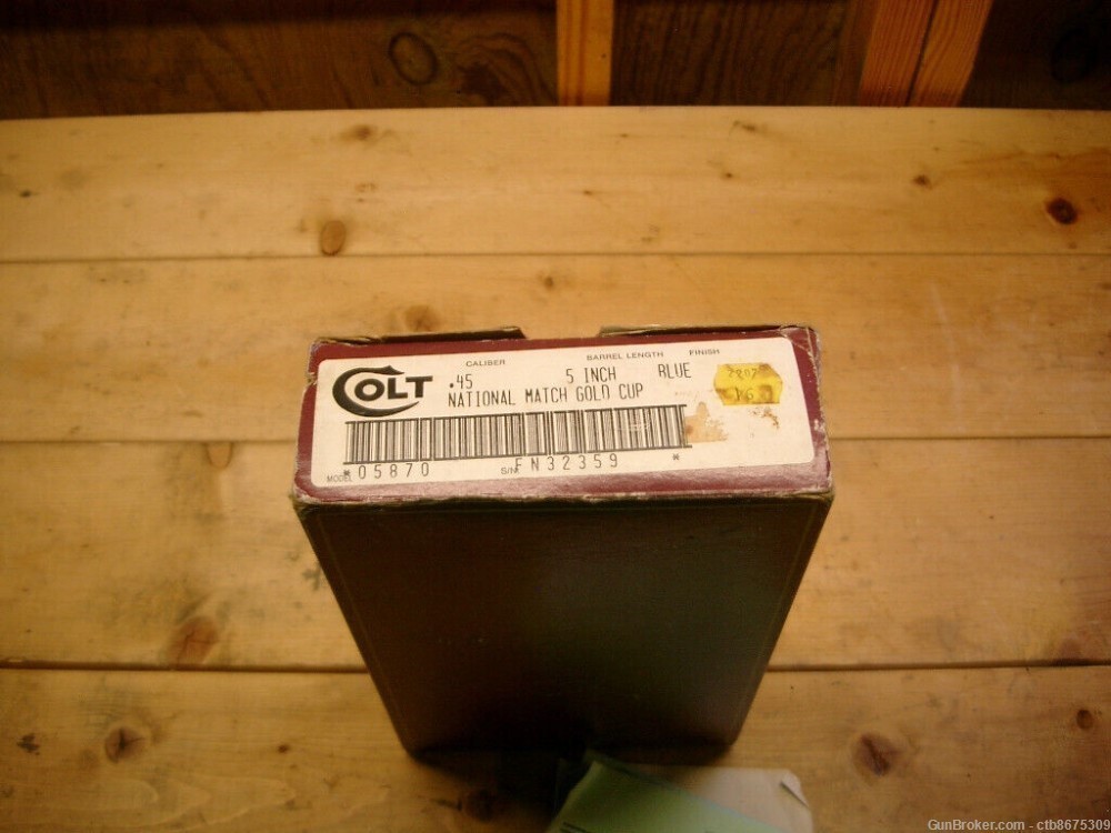 Colt National Match Gold Cup Box Only with Paperwork No Styrofoam For 5" Ba-img-0