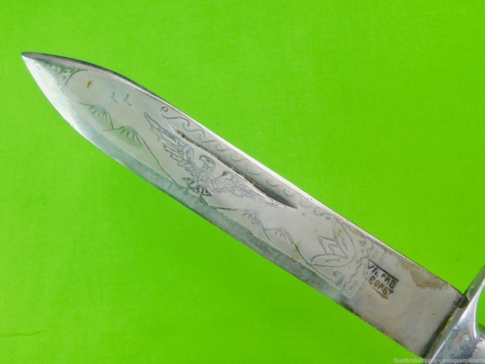 Auc $120 Mexican Mexico Engraved Spear Point Knuckle Fighting Knife-img-4