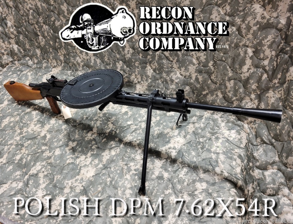 Polish DPM Light Machine Gun *Semi-Auto* 7.62x54r  2 Drum Mags, Hard Case!-img-0