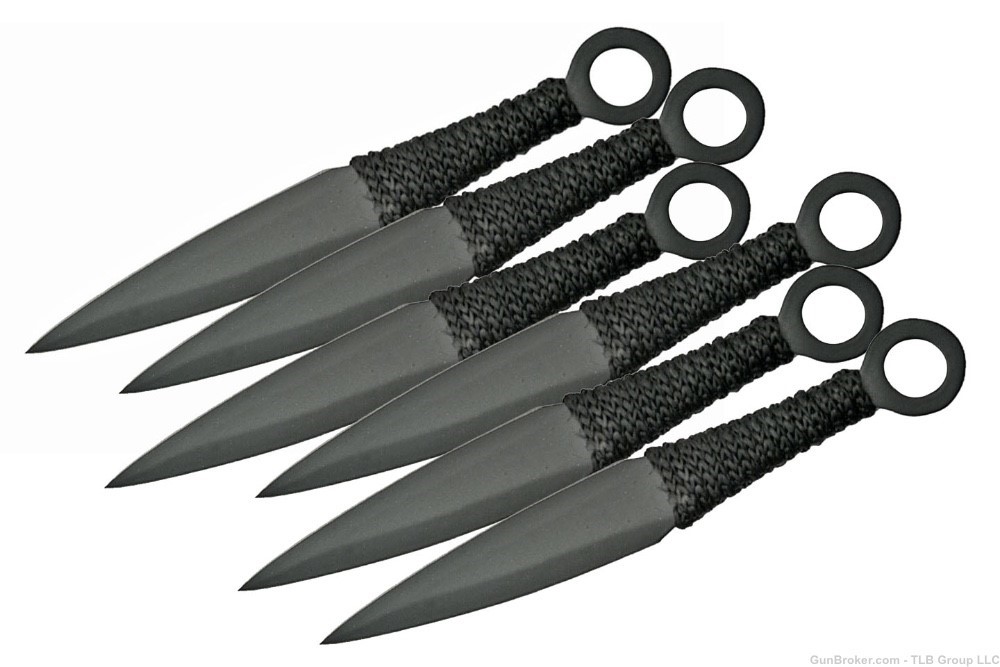 Exclusive 6.5" 6PC Kunai Set Throwing Sharp Knife Dagger w/ Sheath Corded-img-8