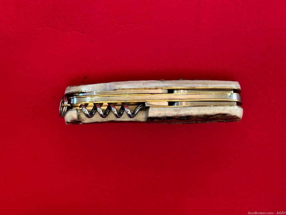 Vintage MKM Maniago Italy Swiss Army Style Camp Pocket Knife Stag Inox NOS -img-6