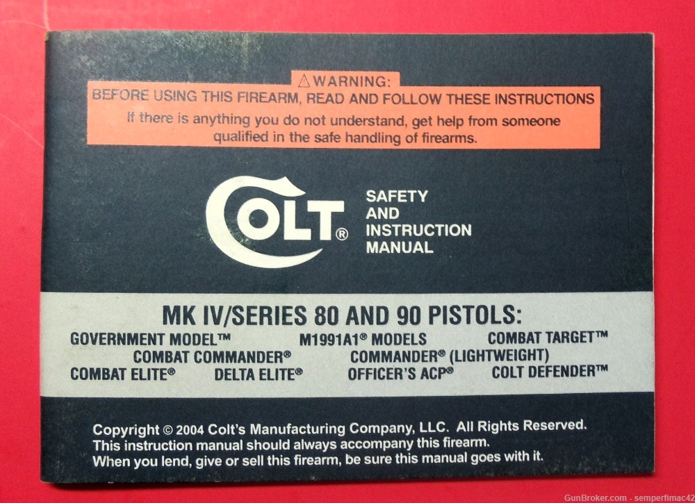 COLT MK IV SERIES 80 AND 90 Pistol Manual-img-0