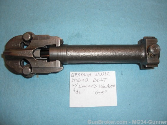 German WWII MG42 Bolt w/ Eagles "214" "du" - Excellent-img-0