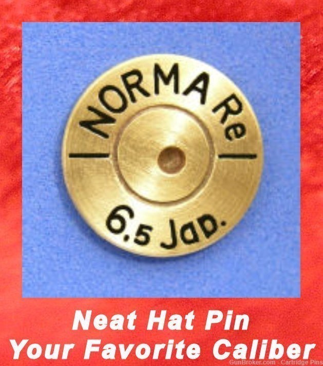 Norma Re  6.5 JAP  Brass Cartridge Hat Pin, Tie Tac Ammo Bullet-img-0
