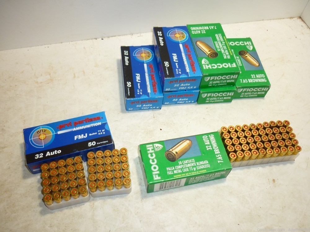 100rd - 32 ACP - FMJ and Lead Free - PPU 71gr - Fiocchi 73gr - 32 Auto-img-1