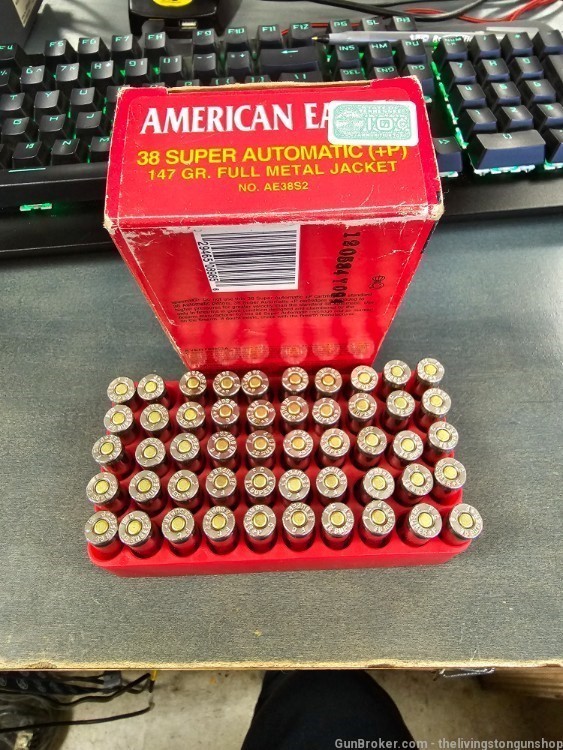 American Eagle Full Box 50 Rds 38 Super Automatic +p 147gr FMJ AE38S2-img-0