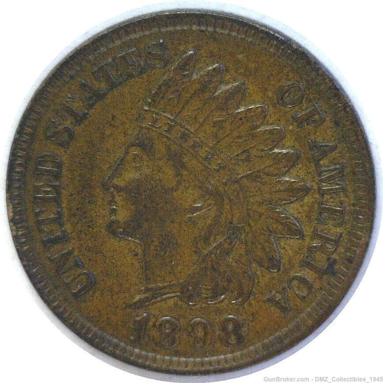 1898 Indian Head 1 Cent Penny Bronze Coin Money Currency-img-0