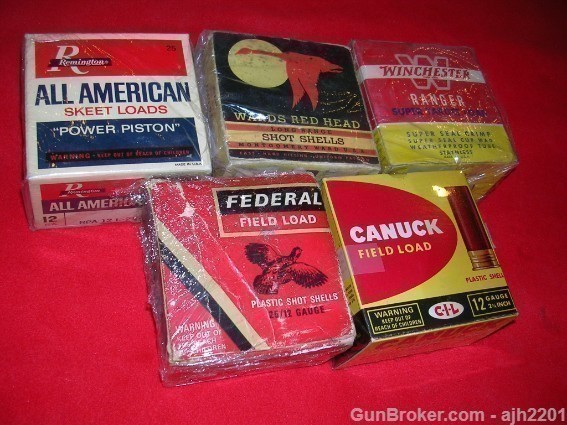 5 Collectible shot shell boxes: CANUCK, WARDS, WIN.-img-0