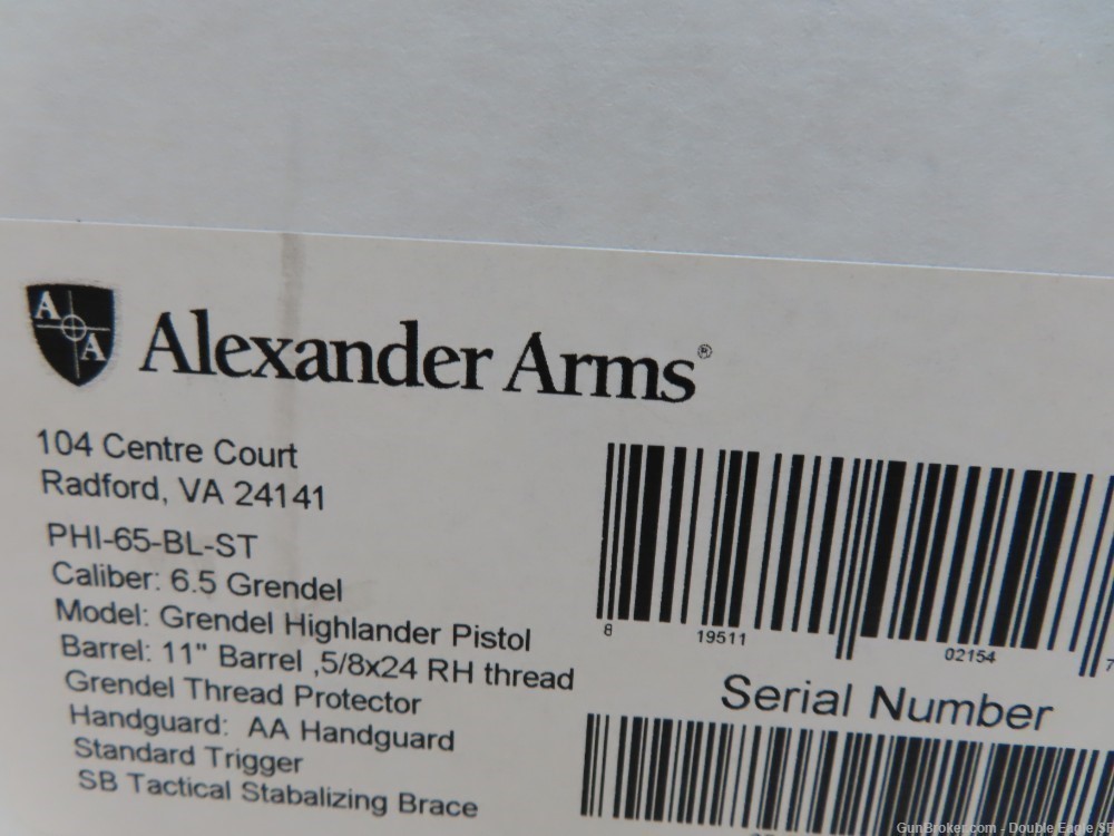 Alexander Firearms PHI-65-BL-ST Semi-Auto AR-15 Style Pistol 11" TB -img-1