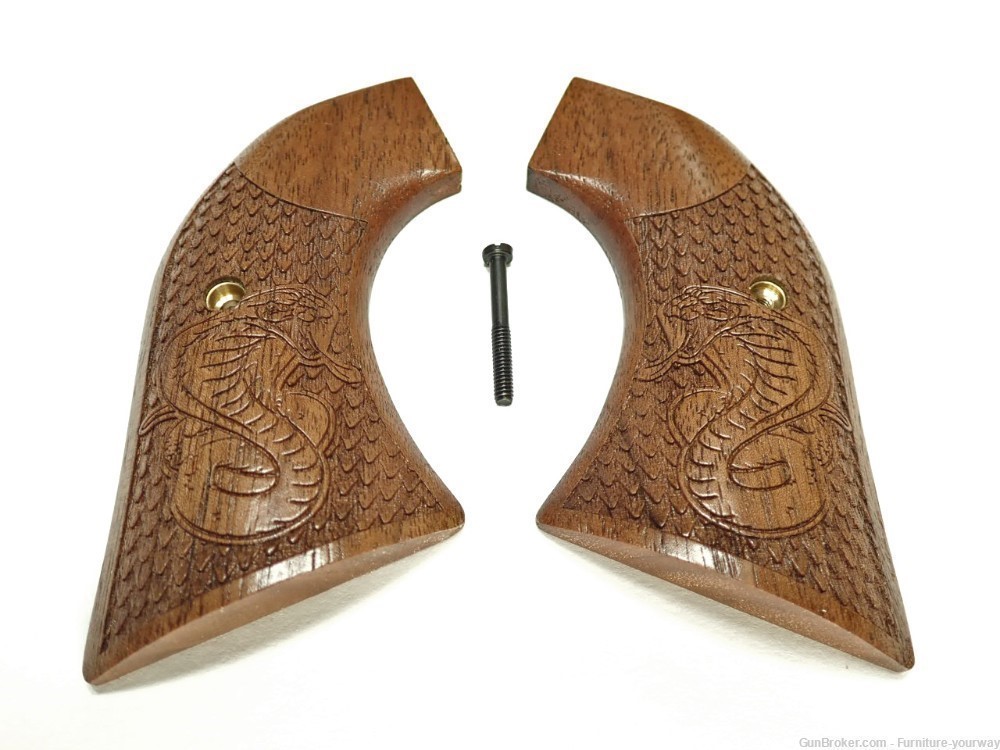 -Walnut Cobra Engraved Ruger Vaquero/Blackhawk/Wrangler Grips Textured-img-0