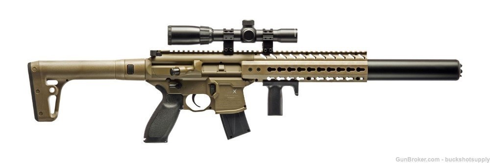 SIG Sauer MCX CO2 Air Rifle, .177 Cal, Includes 1-4x24 Scope, FDE Color-img-0