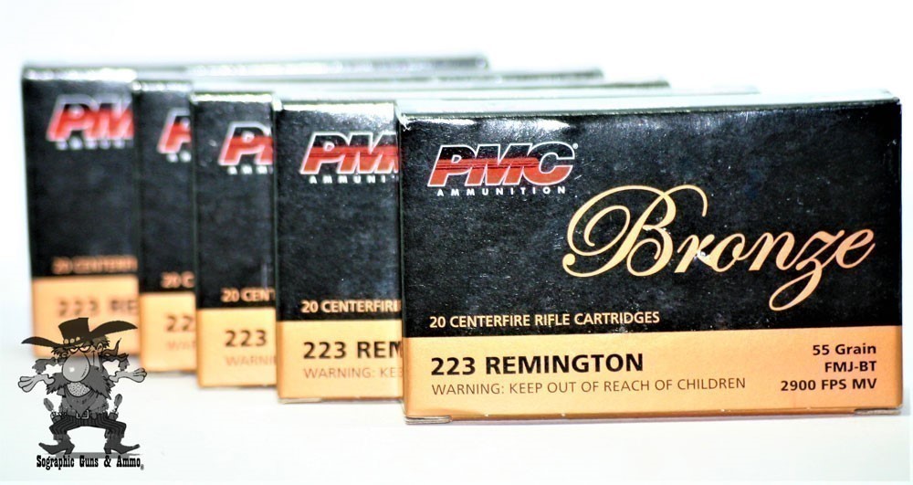223 PMC Bronze REM 55 Grain FMJ 223 REM Brass Cased 100 Rounds-img-0