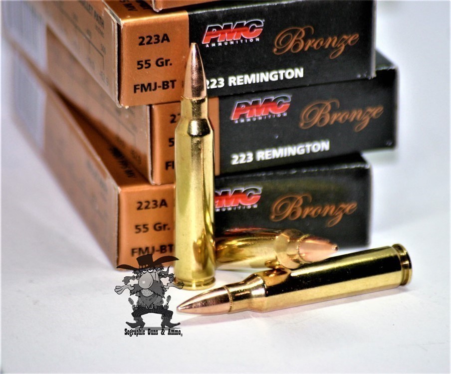 223 PMC Bronze REM 55 Grain FMJ 223 REM Brass Cased 100 Rounds-img-2